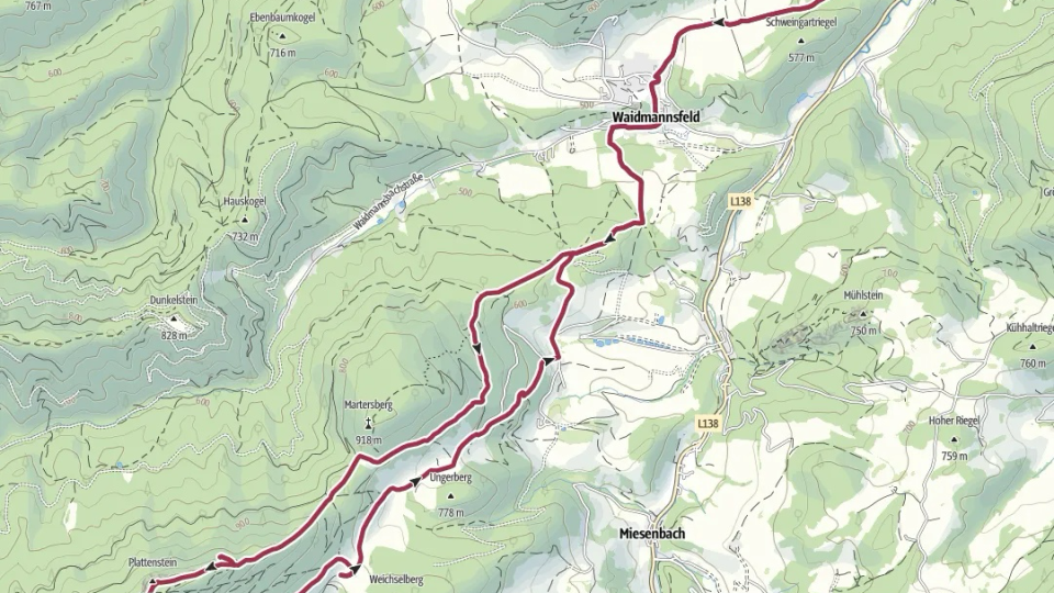 Unsere Route auf den Plattenstein und die Dürre Wand.